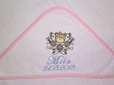 Preview: 60088 Kapuzenbadetuch Teddy rosé 100 x 100 cm Preview: 60088 Kapuzenbadetuch Teddy rosé 100 x 100 cm