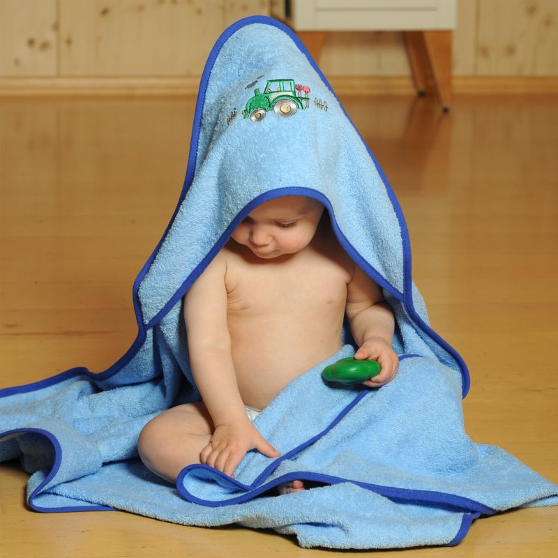 Kapuzenhandtuch 80x80 Baby Handtuch Kapuze mit Motiv und Namen bestickt hellblau 