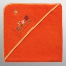 60988 Kapuzenbadetuch Blumen orange 100 x 100 cm